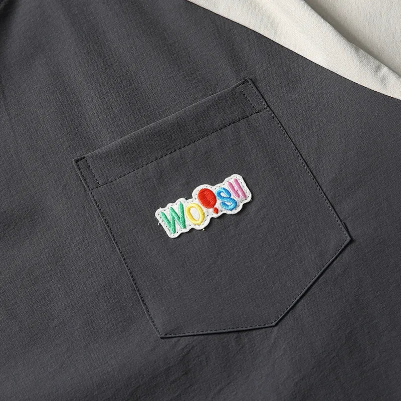 Dark grey men's t-shirt with contrasting colour raglan sleeves in loose fit