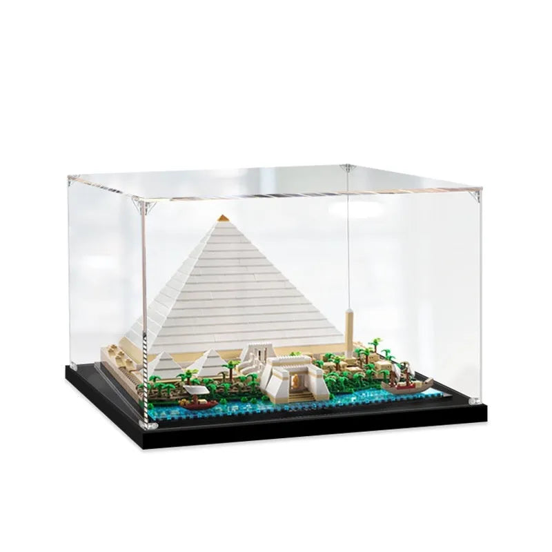 Transparent acrylic storage box in pyramid shape, medium 18L capacity, dustproof, stackable, hand-made