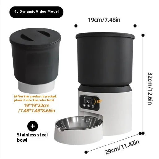 4L smart pet feeder with WiFi remote monitoring and camera options for cats and dogs
