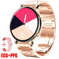 Black Bluetooth smartwatch with genuine leather strap on a wrist, showing call and health tracking screen.