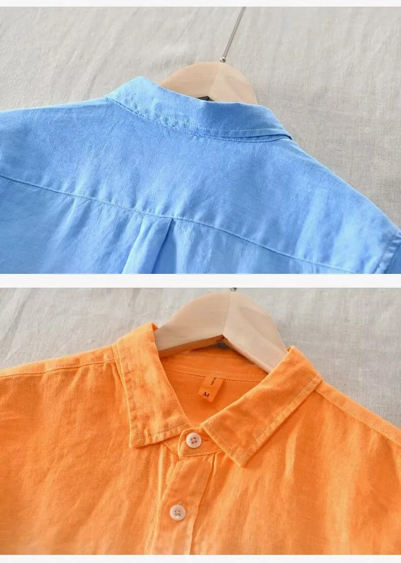 Casual loose top coat for teenagers in dark blue, made from hemp-polyester blend fabric.