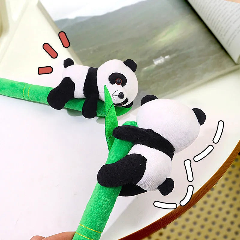 Bamboo panda plush doll ornament 34cm tall holding bamboo style