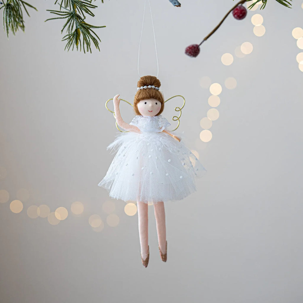 Pink or white ballet girl plush doll pendant with soft cloth material for decorative hanging display