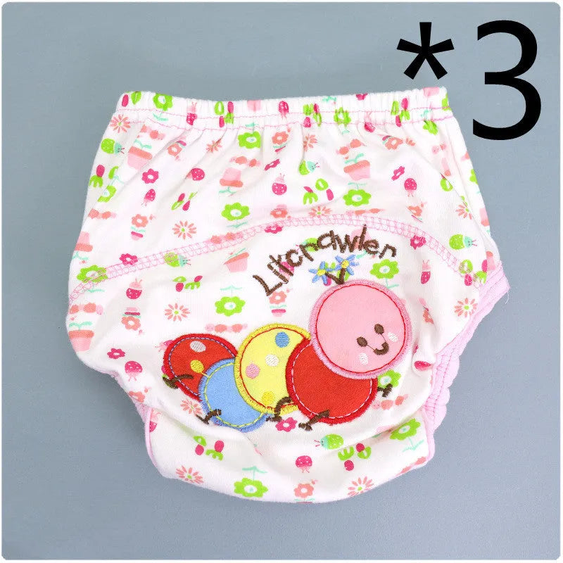 Summer embroidered baby cotton learning pants with waterproof TPU layer, three sizes S to L