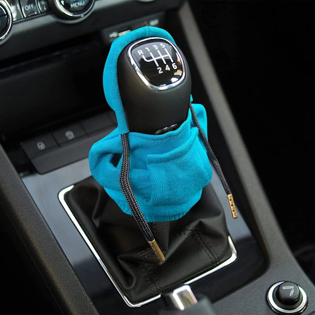 Cloth gear shift knob hoodie cover in 13x8cm size for manual or automatic vehicles