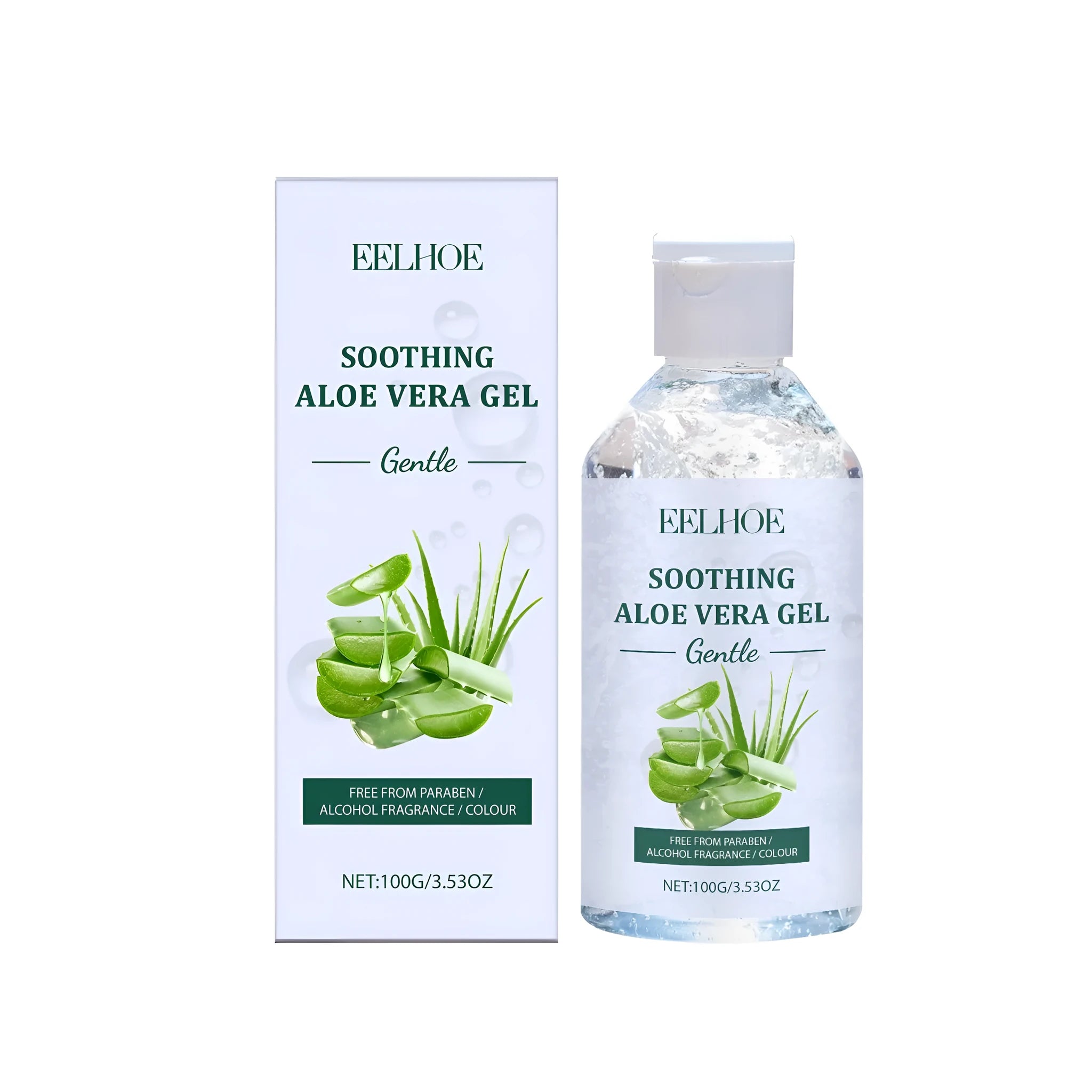 100g tube of aloe vera gel with sodium hyaluronate for skin hydration.