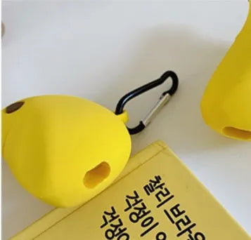 Yellow banana shaped silicone protective case compatible with Apple AirPods Pro wireless headset