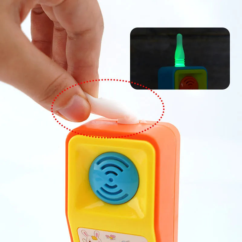 Children's battery-operated sound and light educational toy with cartoon animal design