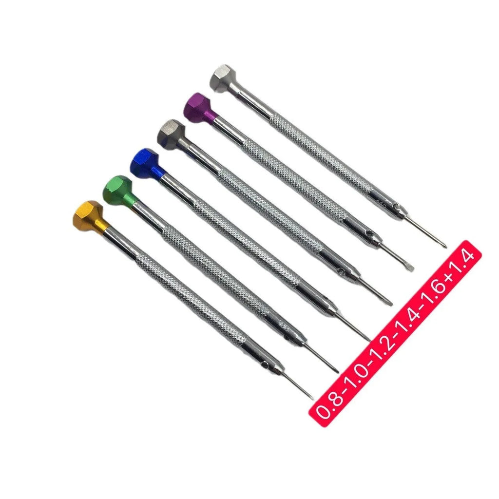 6-piece colour aluminium handle watch repair screwdriver set with magnetic cutter heads for children's watches