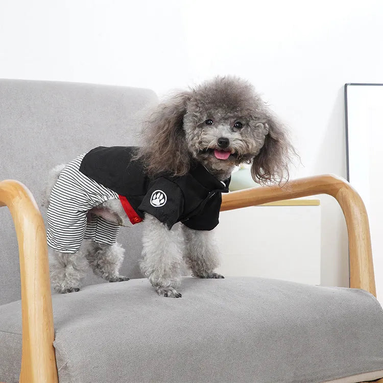 Thin cotton poodle dog clothes in skirt and trouser styles for seasonal wear