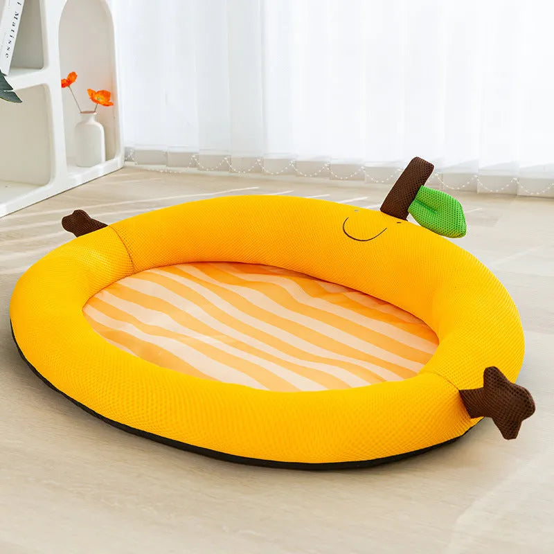 Green fruit-shaped backrest pet bed mat sized large for dogs and cats