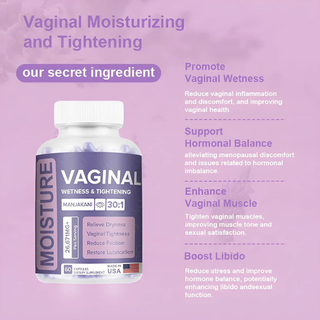 60-count bottle of vaginal capsule supplement for women's intimate health with herbal extract formula