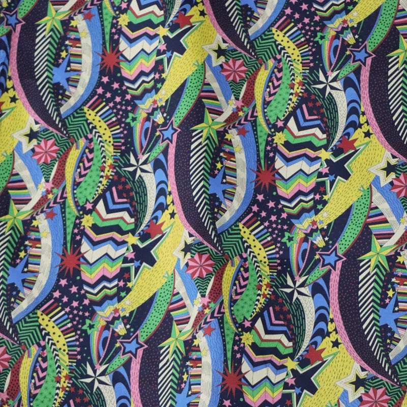 Blue floral and plant digital print on 100% cotton fabric, showing 1 metre by 1.45 metre piece