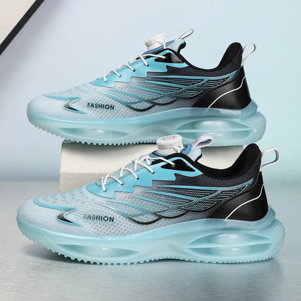 Casual running shoes in sky blue with PU mesh upper and rubber sole, low-top design