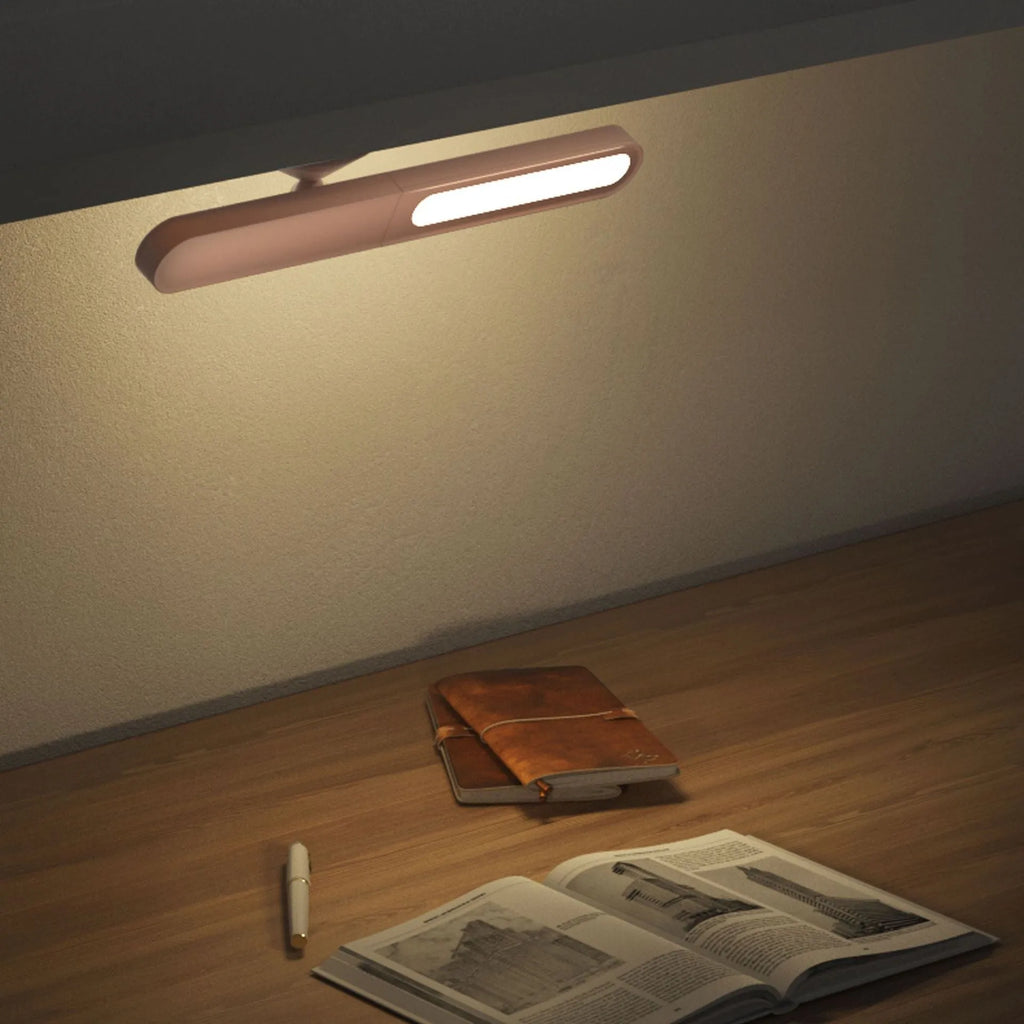 Geometric magnetic suction desk lamp in white colour with USB cable and touch control