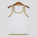 Men's solid colour sleeveless mesh fitness vest in a tight amekaji style.