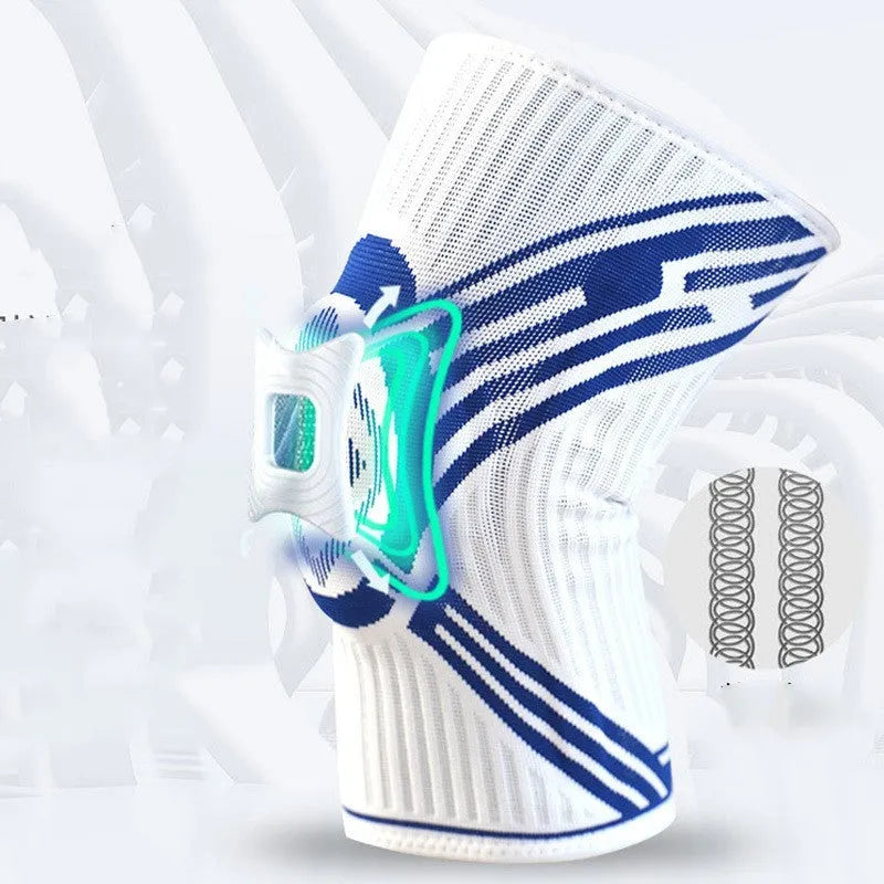Blue high elasticity cotton knee pad for adult basketball and sports protection.