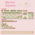 Mu Xia Garden original mechanical keyboard keycap set showing Summer Garden colour theme with sublimated graphics on five sides.