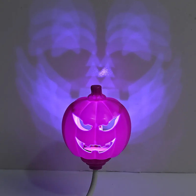 Pumpkin shaped USB rechargeable lamp with yellow or purple light options for holiday decoration