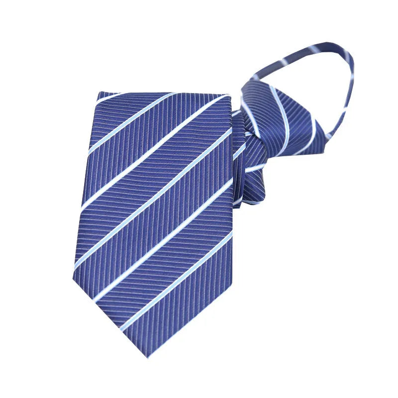 Men's knot-free zipper bow tie in striped geometric pattern, 48cm long, 8cm wide, available in 36 colours