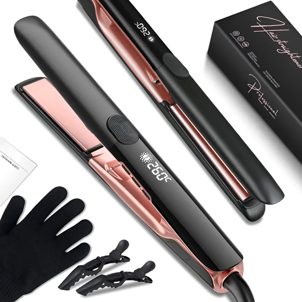 207℃ negative ion hair straightener with ceramic plates and wired power cord
