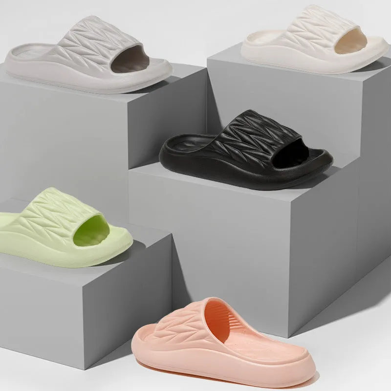 EVA leaf texture design slippers in multiple colours with non-slip soles for indoor household use