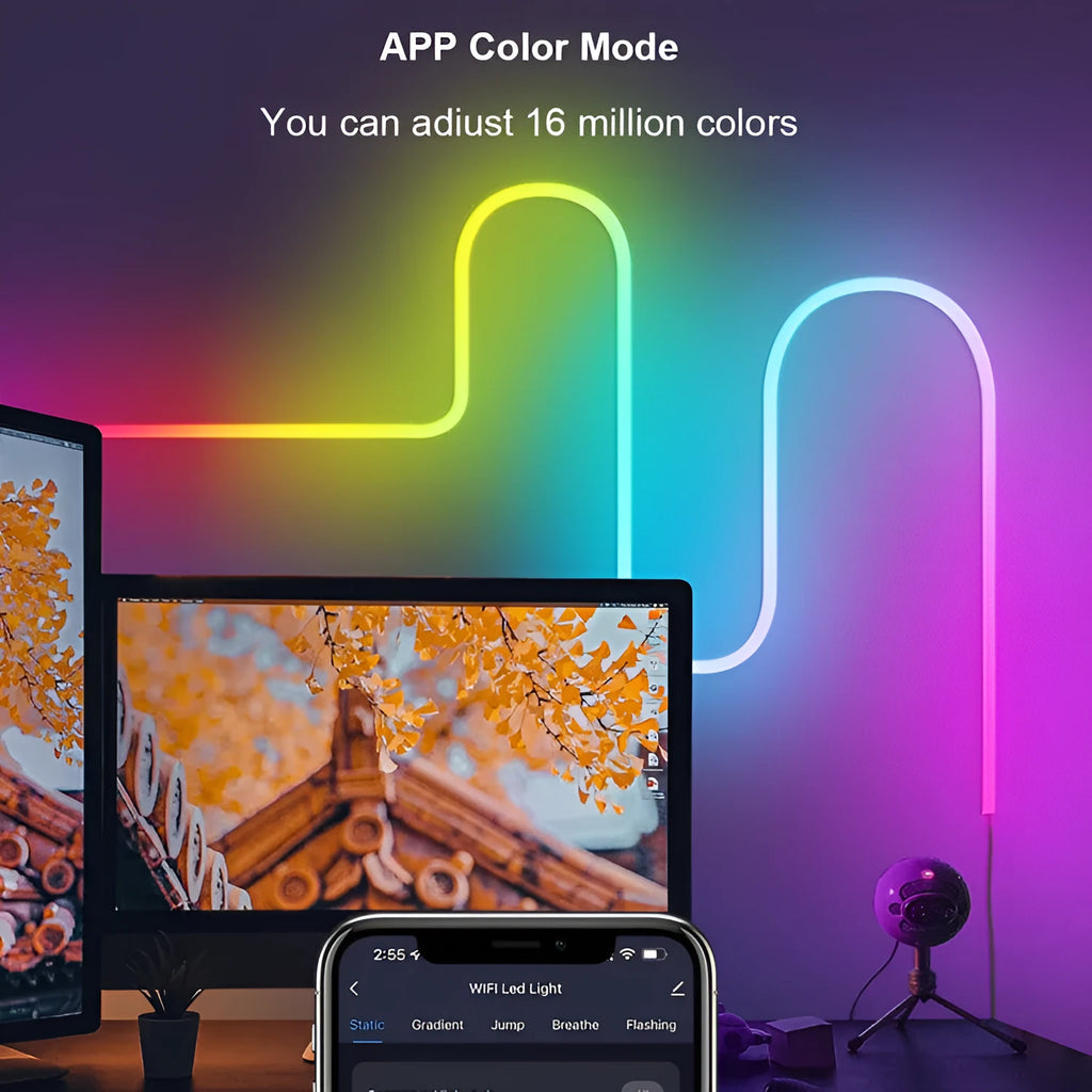 3-metre RGB USB neon LED light strip with remote control for DIY interior lighting