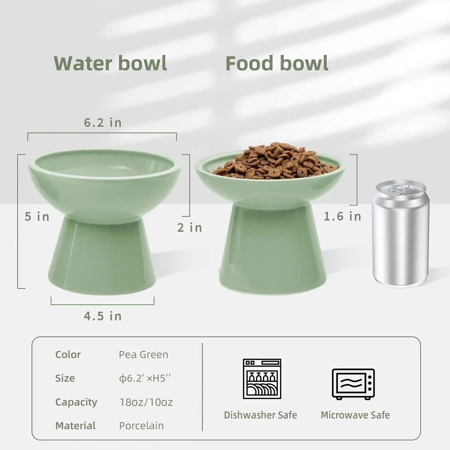 Blue ceramic elevated cat food bowl with wide shallow dish and raised base
