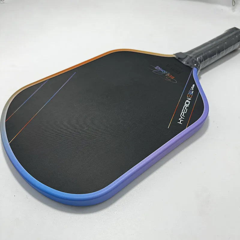 Aurora Hyperion pickleball racket with multicolour carbon fibre face and graphite matte finish.