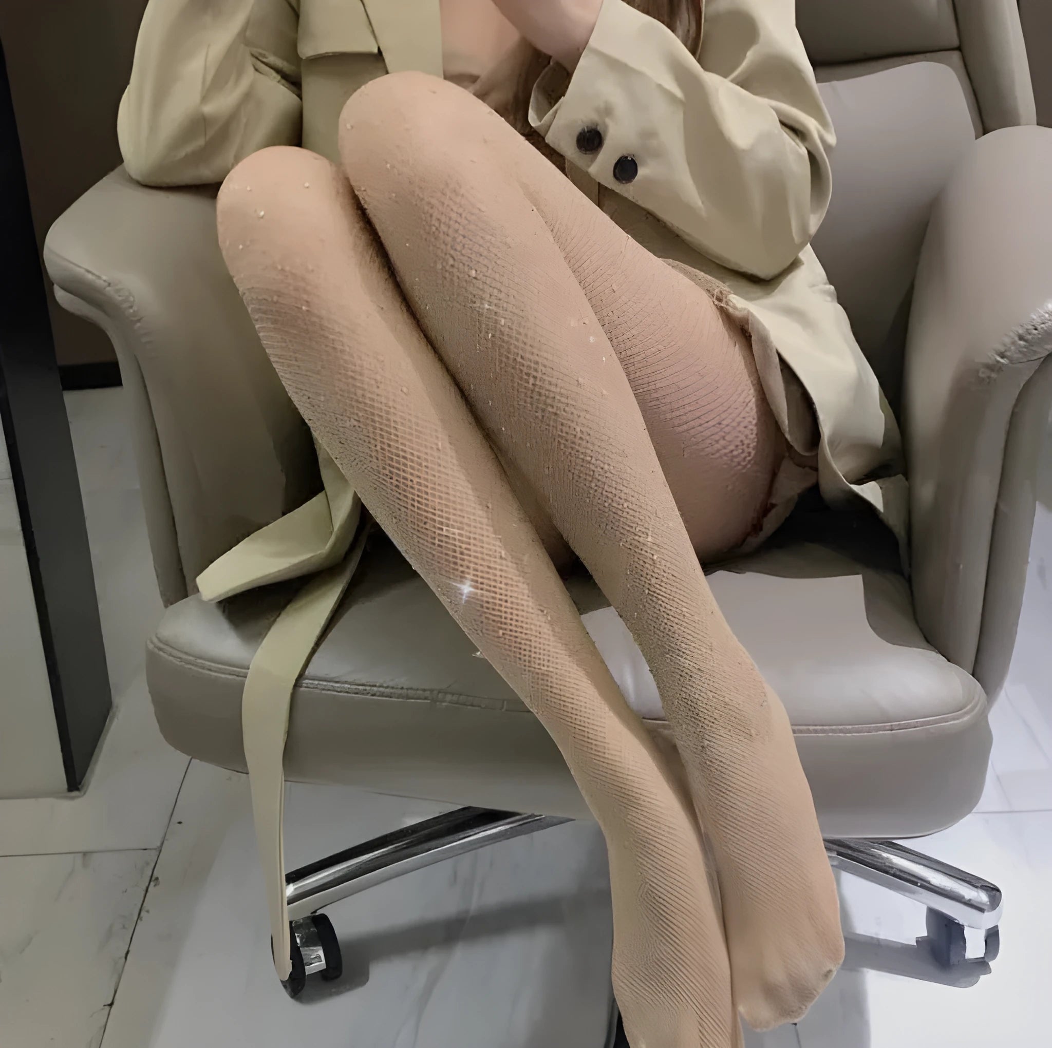 Women's fishnet socks with diamond mesh pattern in black, white, and skin colour options
