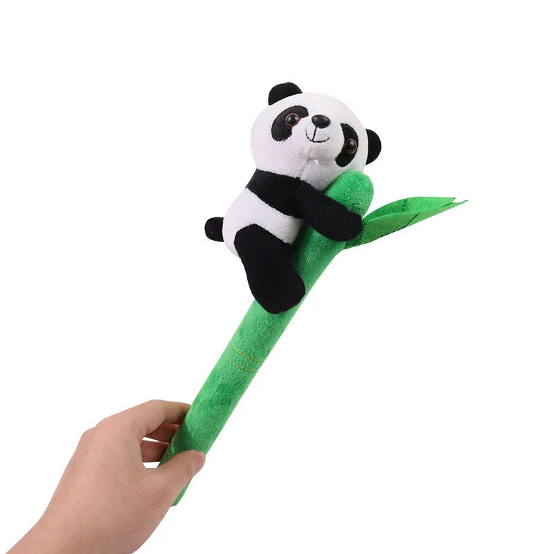 Bamboo panda plush doll ornament 34cm tall holding bamboo style