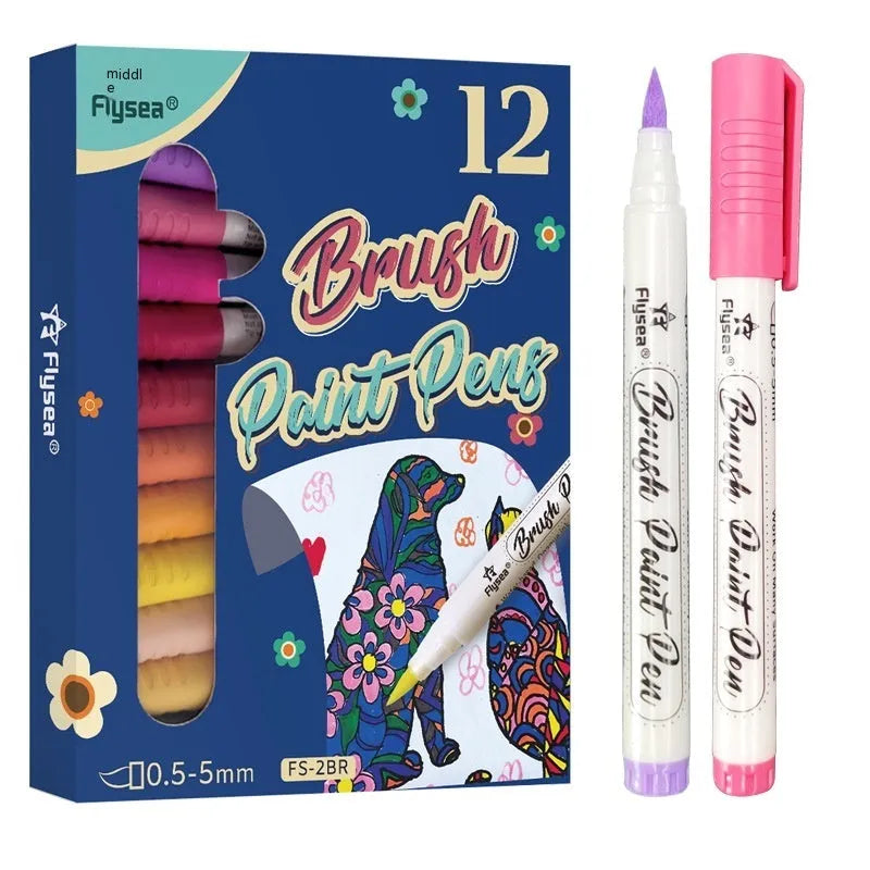 Soft head gouache pen acrylic marker set for hand lettering and art in multiple colour collections