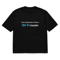 Men's black t-shirt with 3D digital printed cartoon pattern, round neck and short sleeves