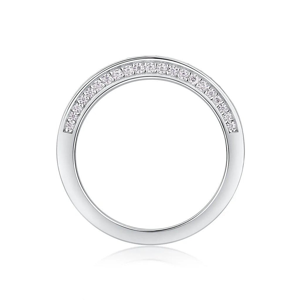 The Plucked Star moissanite wedding ring set in S925 silver with platinum plating, available in multiple colours