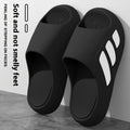 Men's and women's brown EVA platform slippers with a letter detail on the upper, shown on a white background.