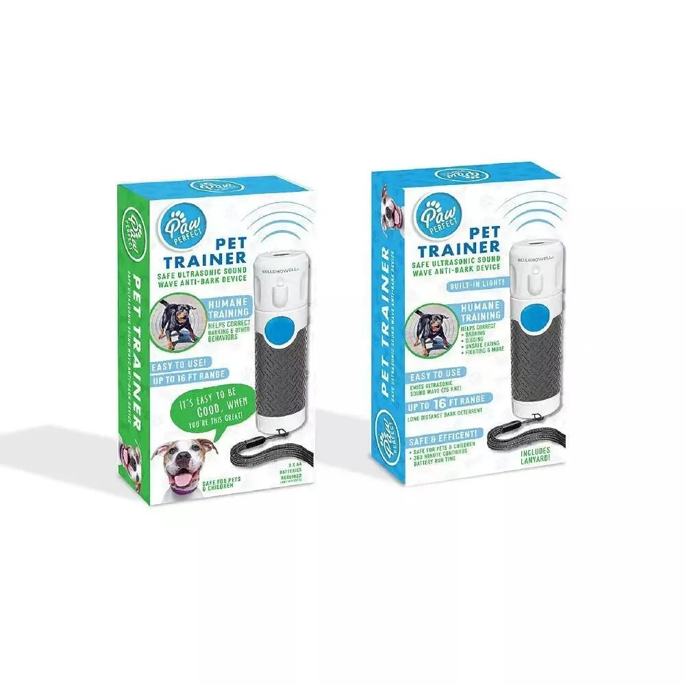 White ultrasonic dog trainer handheld device for bark control training