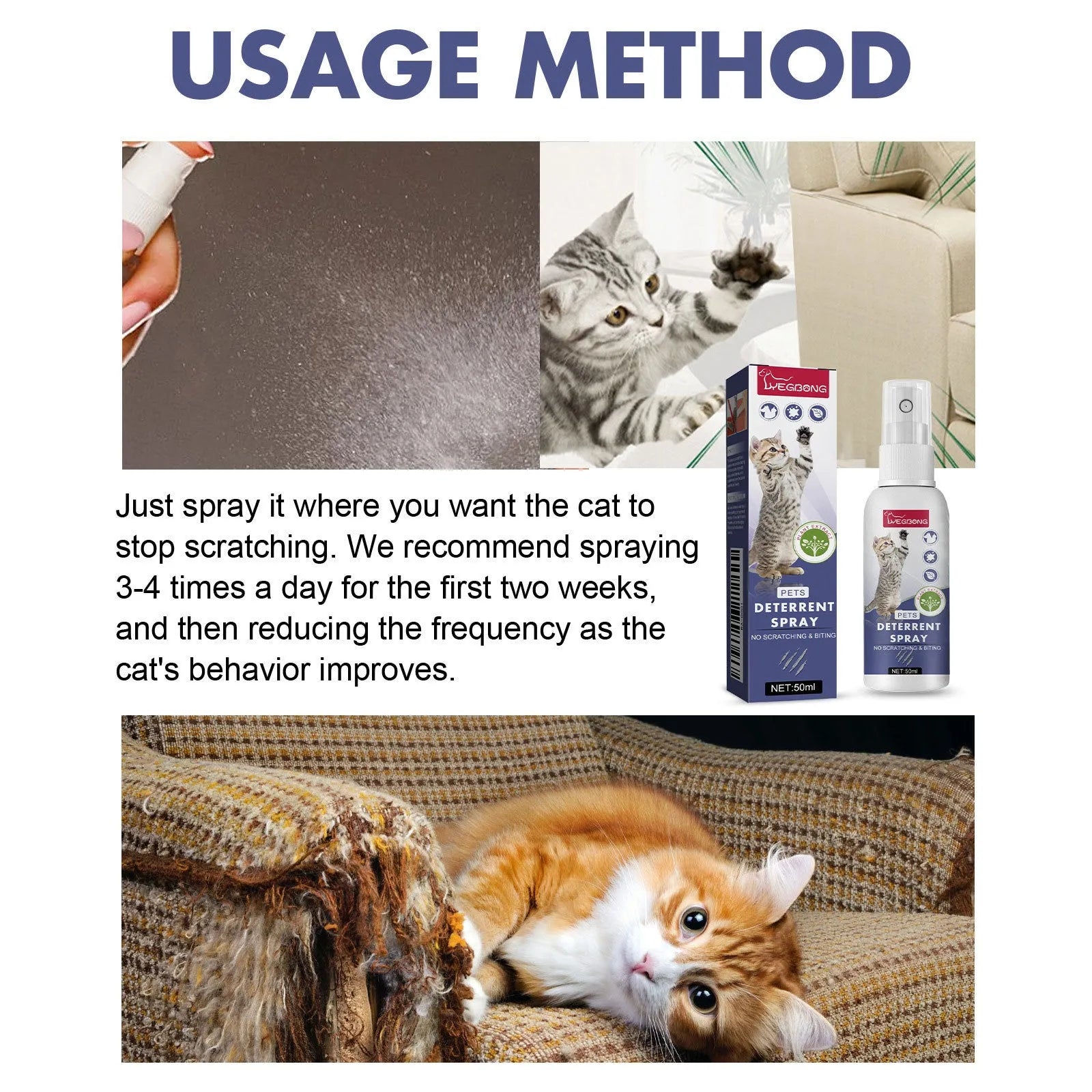 50ml pet training spray bottle in box for deterring scratching on furniture