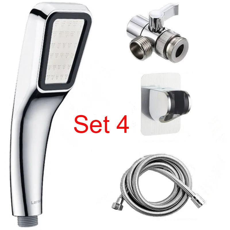Orange hand-held pressurised shower head with rain function for normal temperature water