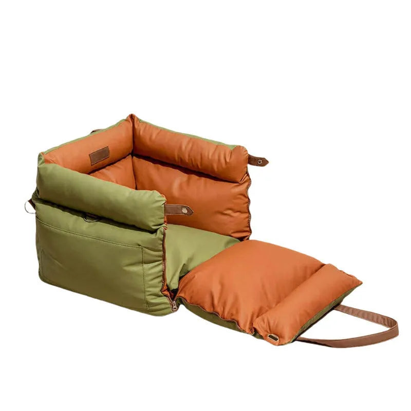 Rectangular waterproof dog bed with removable cover in grey colour showing 55x50x45cm dimensions