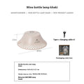 Wine bottle shaped camping lantern in beige or grey colour with USB-C charging port