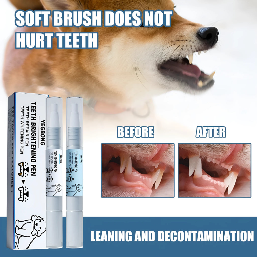 Yegbong pet teeth whitening pen with dental brush applicators for dogs and cats