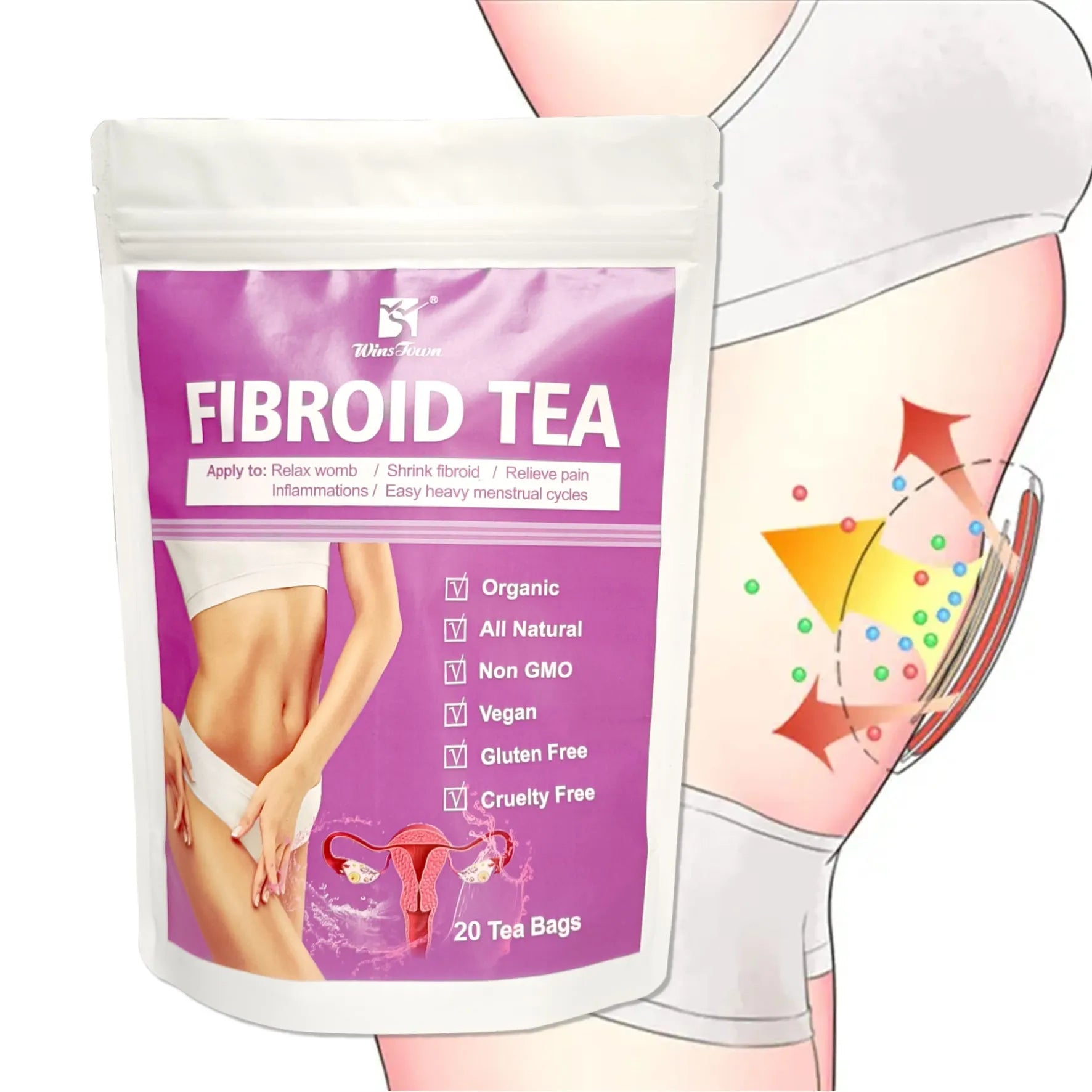 C83 Winstown Fibroid Herbal Tea bag pack with cold extract labelling