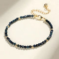 Blue tourmaline beaded bracelet with 3mm gemstone beads and spacer bead design