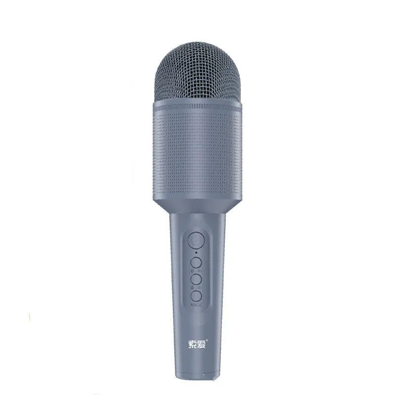 Wireless Bluetooth karaoke microphone in pink, blue, or green colour options.