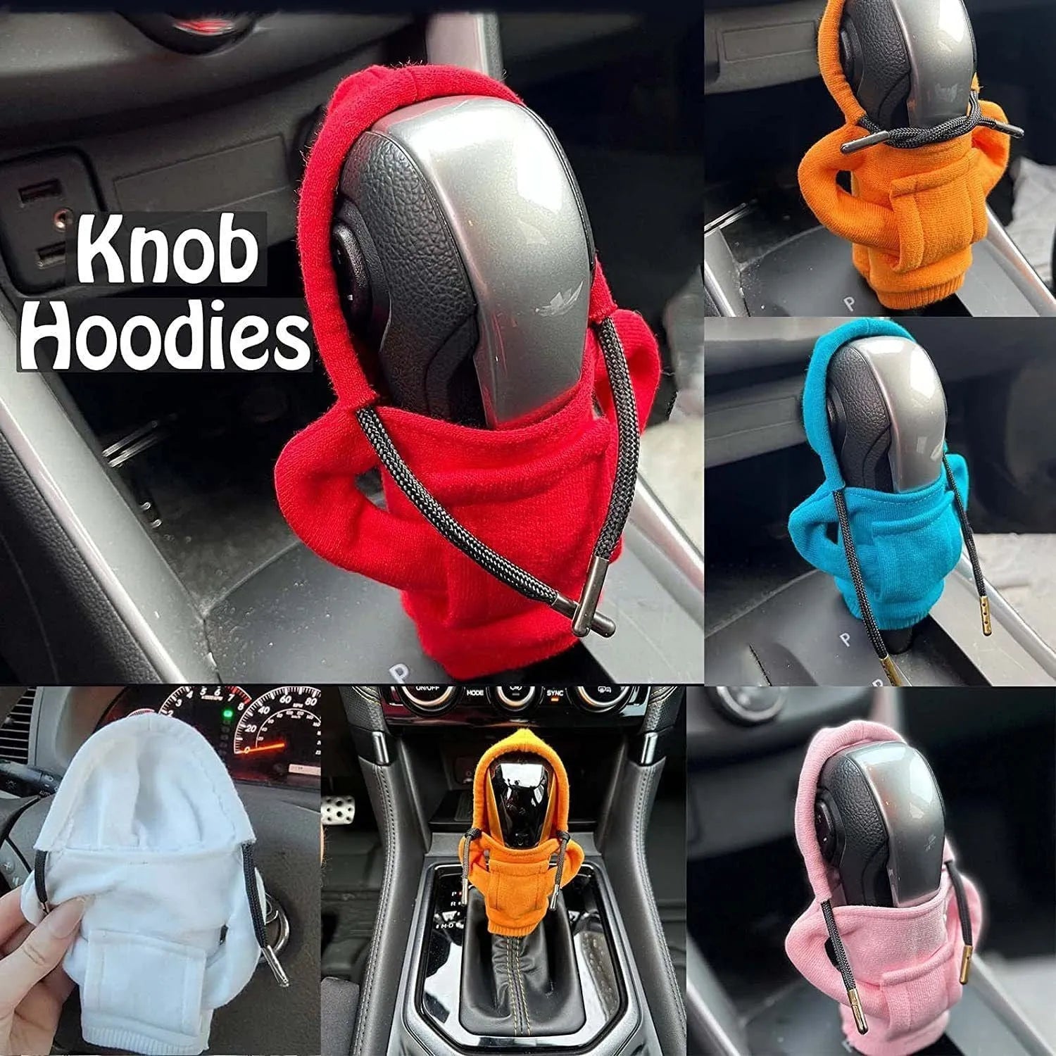 Cloth gear shift knob hoodie cover in 13x8cm size for manual or automatic vehicles