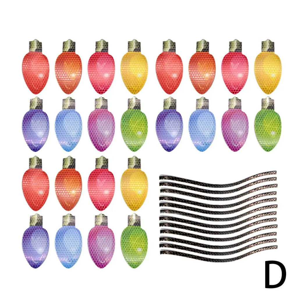Christmas magnetic reflective light bulb set with 24 bulbs and 12 wires for festive decoration