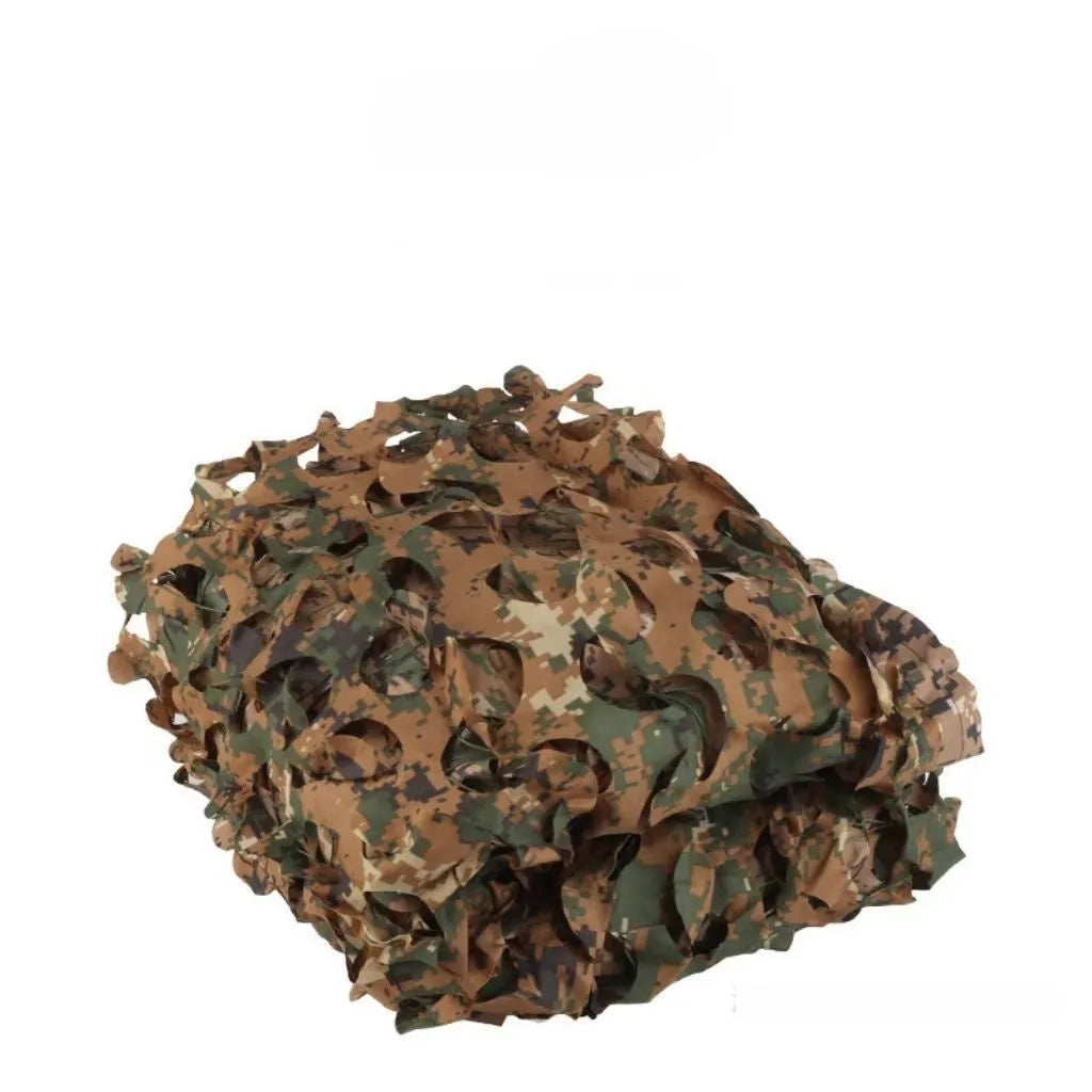 Green camouflage net with five pattern options for outdoor concealment and sun protection