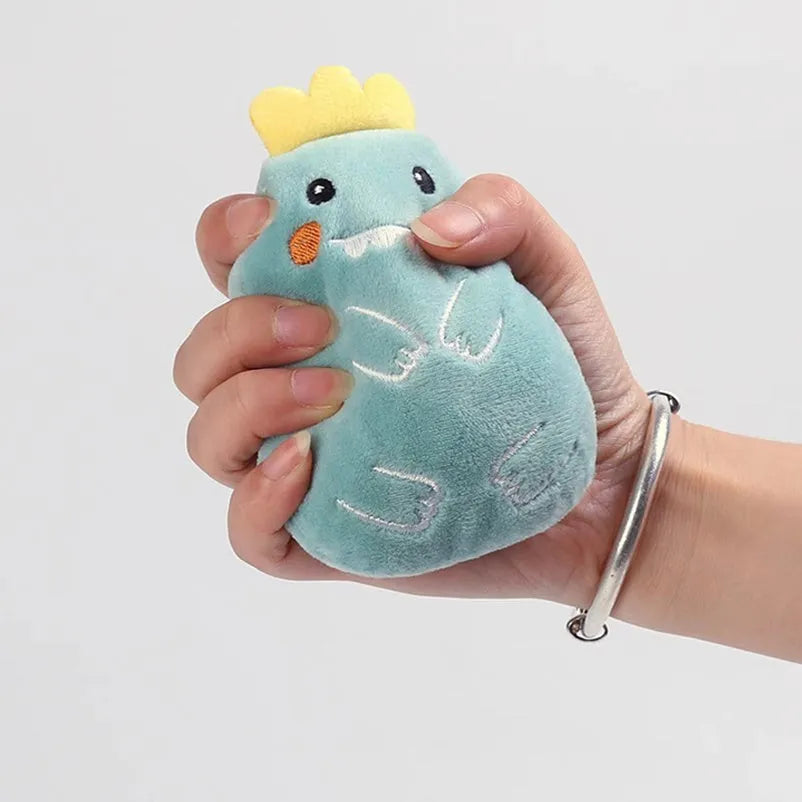 Small brown plush cat toy with catnip for chewing and interactive play.