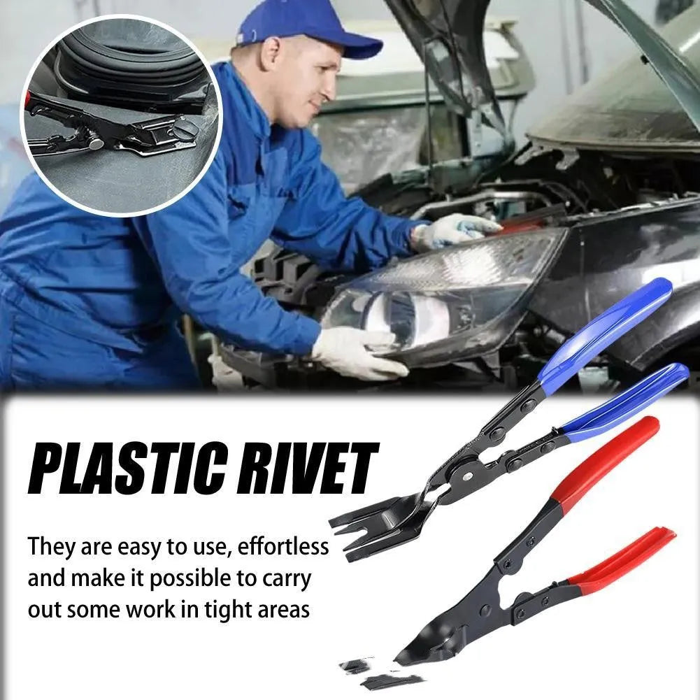 Blue car door panel removal pliers with forged steel construction, measuring 240mm in length.