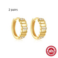 Sterling silver geometric stud earrings with small round design in gold or silver electroplated finish